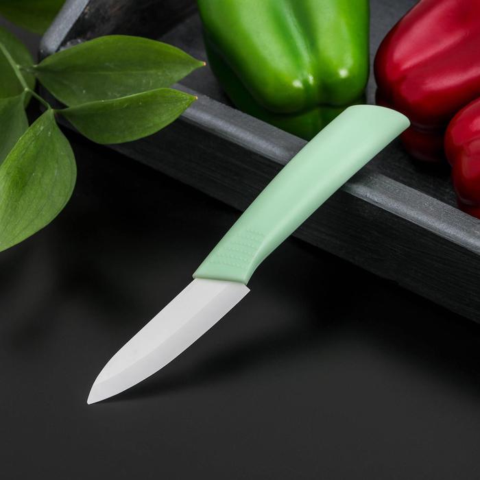 Нож кухонный керамический «Симпл», лезвие 8 см, ручка soft touch, цвет МИКС - Фото 1