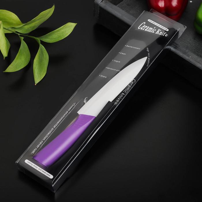 Нож кухонный керамический «Симпл», лезвие 12,5 см, ручка soft touch, цвет МИКС - фото 1908226756