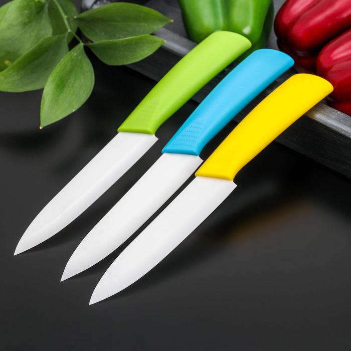 Нож кухонный керамический «Симпл», лезвие 12,5 см, ручка soft touch, цвет МИКС - фото 1908226759
