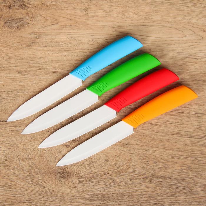 Нож кухонный керамический «Симпл», лезвие 12,5 см, ручка soft touch, цвет МИКС - фото 1908226761