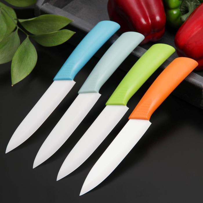 Нож кухонный керамический «Симпл», лезвие 12,5 см, ручка soft touch, цвет МИКС - фото 1908226762