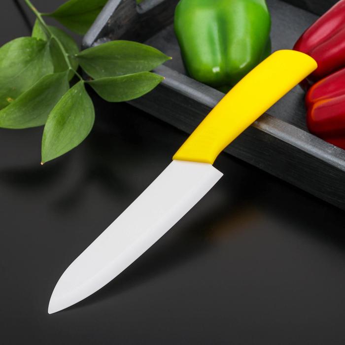 Нож кухонный керамический «Симпл», лезвие 15 см, ручка soft touch, цвет МИКС - фото 1908226763