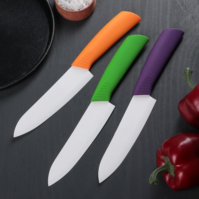 Нож кухонный керамический «Симпл», лезвие 15 см, ручка soft touch, цвет МИКС - фото 1908226766