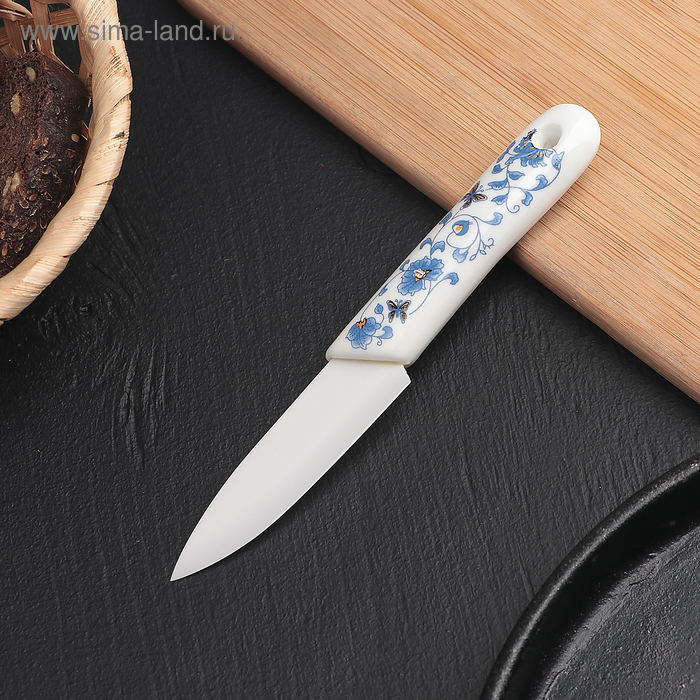 Нож кухонный керамический "Русский узор" лезвие 7,5 см - Фото 1