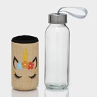 Бутылка для воды стеклянная в чехле «Единорожек», 300 мл, h=16,5 см - Фото 2