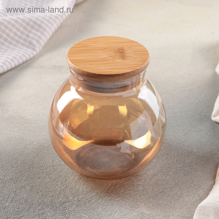 Банка стеклянная для сыпучих продуктов «Бабл», 800 мл, 13×14 см, цвет золотой - Фото 1