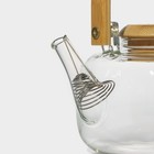 Чайник стеклянный заварочный с бамбуковой крышкой и металлическим фильтром «Эко. Бабл», 800 мл, 18×13,5×12,5 см - фото 4295246