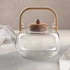 Чайник стеклянный заварочный с бамбуковой крышкой и металлическим фильтром «Эко. Бабл», 1,2 л, 20×15×19 см - фото 318275460