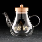 Чайник стеклянный заварочный с бамбуковой крышкой и металлическим фильтром «Эко. Восток», 1,2 л, 20×12,5×17 см - Фото 1