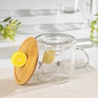 Кружка «Лимончик», 350 мл, с деревянной крышкой, стекло, прозрачная - Фото 4