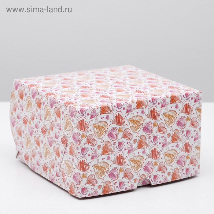 Упаковка для капкейков на 4 шт, "Сердечки", без окна, 16 х 16 х 10 см - Фото 1