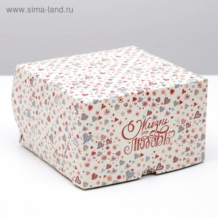 Упаковка для капкейков на 4 шт, "Жизнь это любовь", без окна, 16 х 16 х 10 см - Фото 1