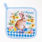 Прихватка Доляна "Кролик в цветах" 17х17 см, 35% хл, 65% пэ, ватин 250 г/м2 - фото 24310658