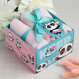 Набор махровых полотенец "Panda" 30х30 см - 3 шт, хлопок 340гр/м2