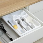 Лоток для столовых приборов в ящик BEROSSI Magic, 6 секций, 38×29×5 см, пластик, белый - Фото 1