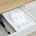 Лоток для столовых приборов в ящик BEROSSI Magic, 6 секций, 38×29×5 см, пластик, белый - Фото 3