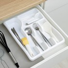 Лоток для столовых приборов в ящик BEROSSI Magic, 6 секций, 38×29×5 см, пластик, белый - Фото 3