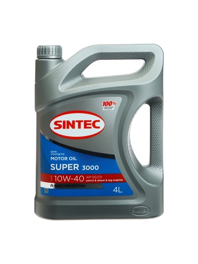 Масло моторное Sintec Super 3000 10W-40, SG/CD, п/синтетическое, 4 л 600240