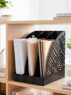 Лоток для бумаг А4, вертикальный, 3 отделения, чёрный - Фото 2