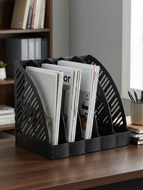 Лоток для бумаг А4, вертикальный, 5 отделений, чёрный