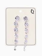 Серьги висячие со стразами «Змейка» L= 7.6 см, цвет белый в серебре 4781573