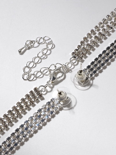 Набор 2 предмета: серьги, колье «Лёд. Дорожка», цвет белый в серебре, 50 см