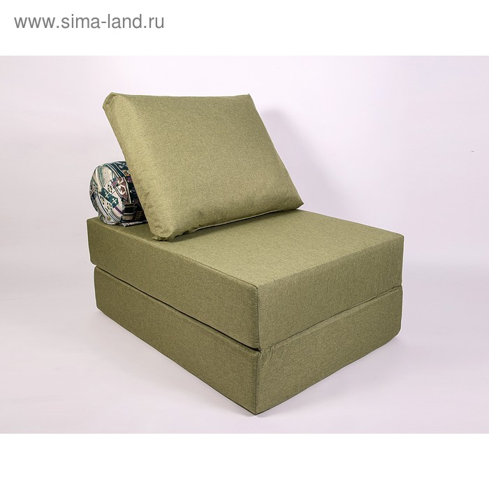 Кресло-кровать «Прайм» с матрасиком, размер 75×100 см, цвет оливковый, рогожка, велюр - Фото 1
