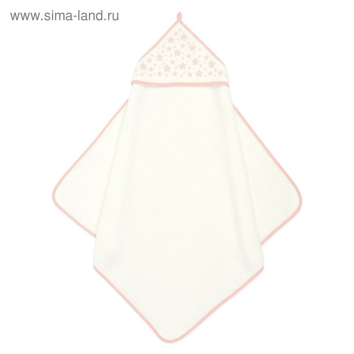 Пеленка-полотенце для купания, 75х75, молочный розовый, махра, 360г/м - Фото 1