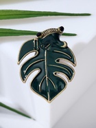 Брошь «Лягушка за листом», зелёная в чернёном золоте - фото 59977248