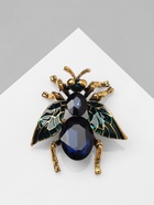 Брошь «Муха» крупная, цвет тёмно-синий в чернёном золоте 4781284