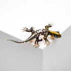 Брошь «Ящерица» дарк, цвет тёмно-зелёный в золоте - Фото 1