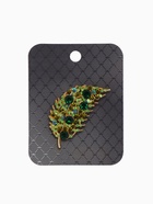 Брошь «Листочек», зелёная в золоте - Фото 5