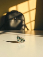 Брошь «Листочек», зелёная в золоте - Фото 6