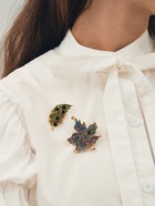 Брошь «Листочек», зелёная в золоте - Фото 2