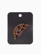 Брошь «Листочек», фиолетовая в золоте - Фото 5