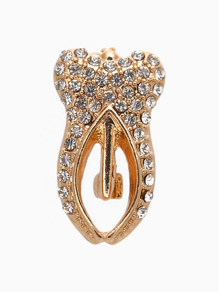 Брошь «Зуб», белая в золоте - Фото 1