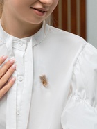 Брошь «Зуб», белая в золоте - Фото 2