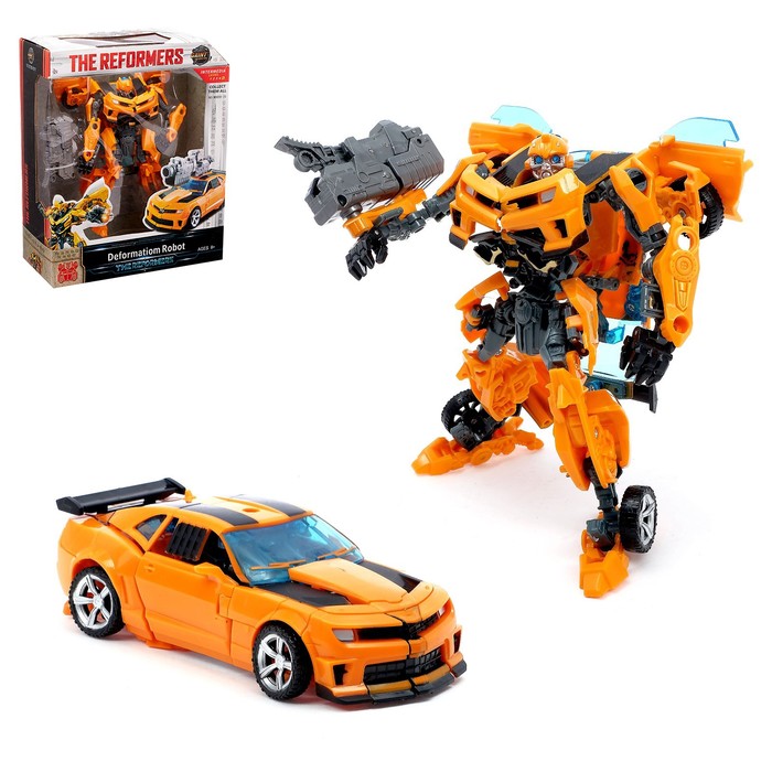 Робот «Автобот», трансформируется, с оружием, цвет оранжевый - фото 8927194