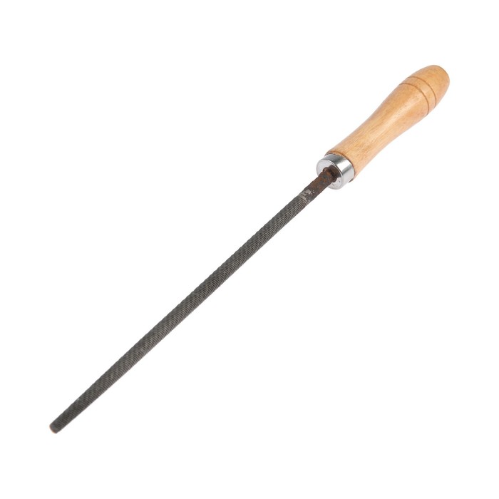 УЦЕНКА Напильник ТУНДРА, круглый, 200 мм, №2, сталь У10, деревянная рукоятка - Фото 1