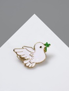 Брошь «Птица» голубка, цвет бело-зелёный в золоте (комплект 2 шт) - фото 57933091