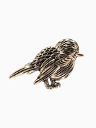 Брошь «Птица воробушек», зелёная в чернёном золоте - Фото 1