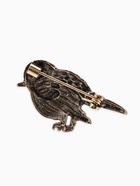 Брошь «Птица воробушек», зелёная в чернёном золоте - Фото 2