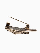 Брошь «Птица воробушек», зелёная в чернёном золоте - Фото 3