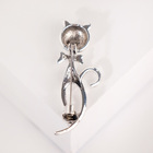 Брошь «Кошка», цвет бело-серый в чернёном серебре - Фото 2