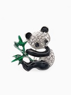 Брошь «Панда» с бамбуком, цветная в серебре - Фото 1