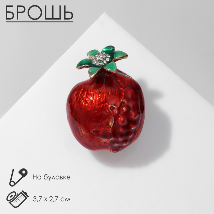 Брошь «Гранат», цвет красный в золоте - Фото 1