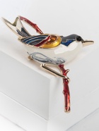 Брошь «Птичка» чижик, цветная в золоте 4570945