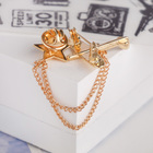 Брошь «Самолёт» со звездой на цепочке, цвет золото - Фото 2