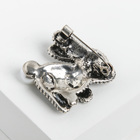 Брошь «Зайчик» жемчужный, цвет серо-белый в чернёном серебре - Фото 2