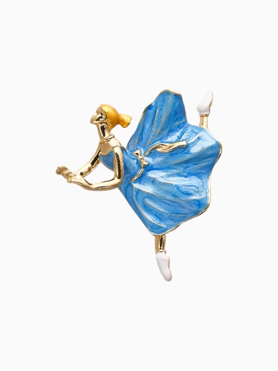 Брошь «Балерина» невесомость, цвет голубой в золоте